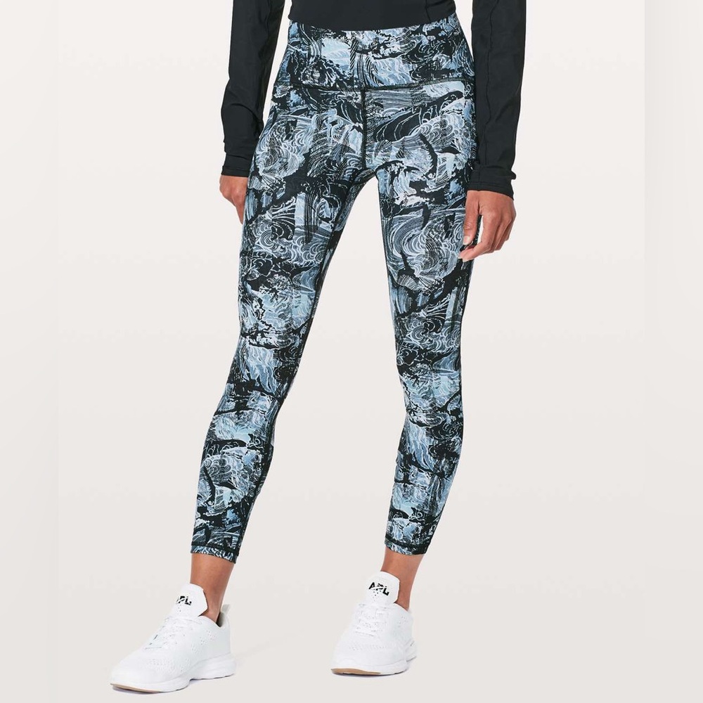 lululemon athletica Black & Light Blue Patterned High-Rise Leggings